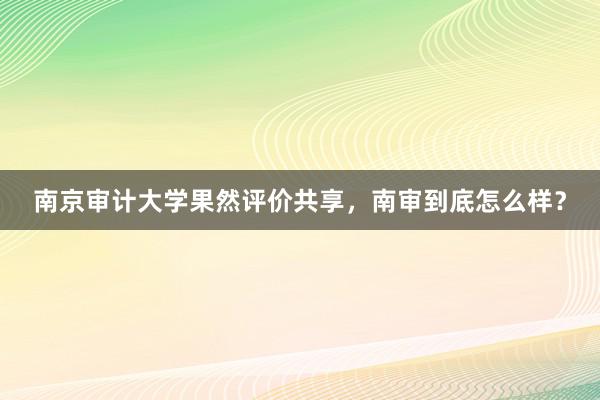 南京审计大学果然评价共享，南审到底怎么样？