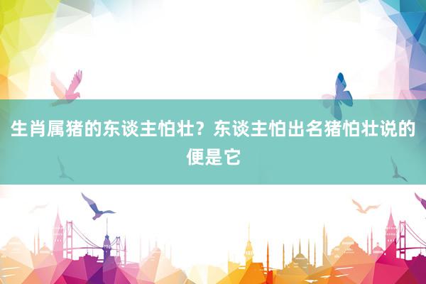 生肖属猪的东谈主怕壮？东谈主怕出名猪怕壮说的便是它