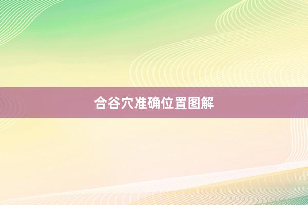 合谷穴准确位置图解